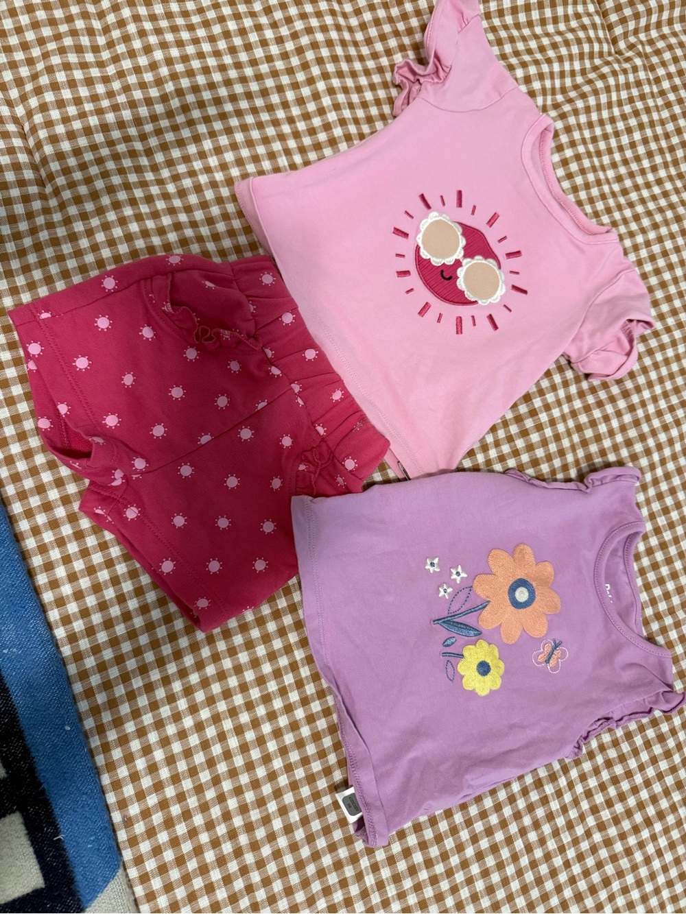 Girls Short Sleeve Matching Tee Set in Pink & Purple - Floral Sun Mix